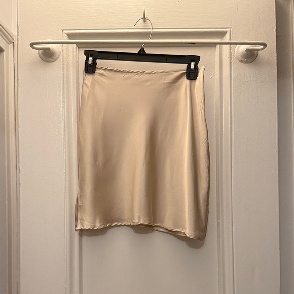 Satin Champagne Mini Skirt Women - Picture 2 of 2